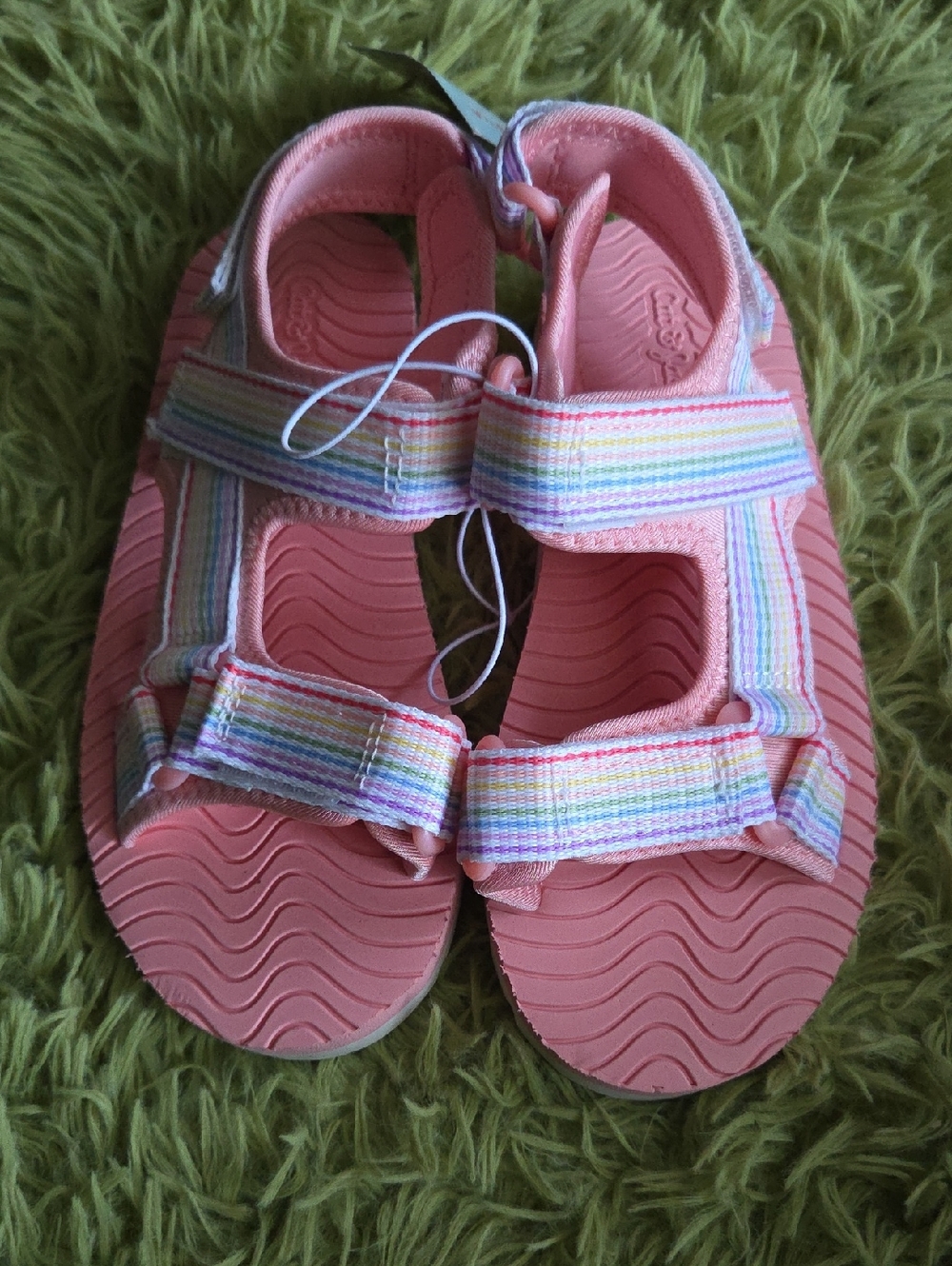 Kids Pink Strappy‎ Sandals with Rainbow Straps